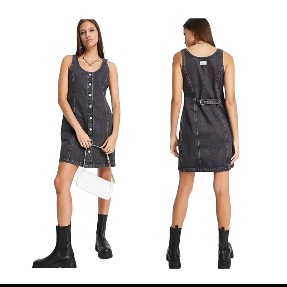NWT Levi's Tuli Jean Mini Dress in Faded Black Size L